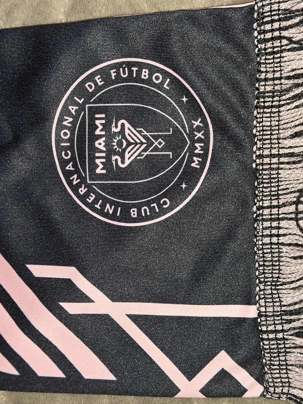 miami Pink Scarf with Black Graphic Crest